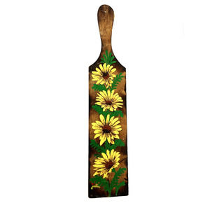 Hand Painted Floral Wood Paddle Wall Decor Signed